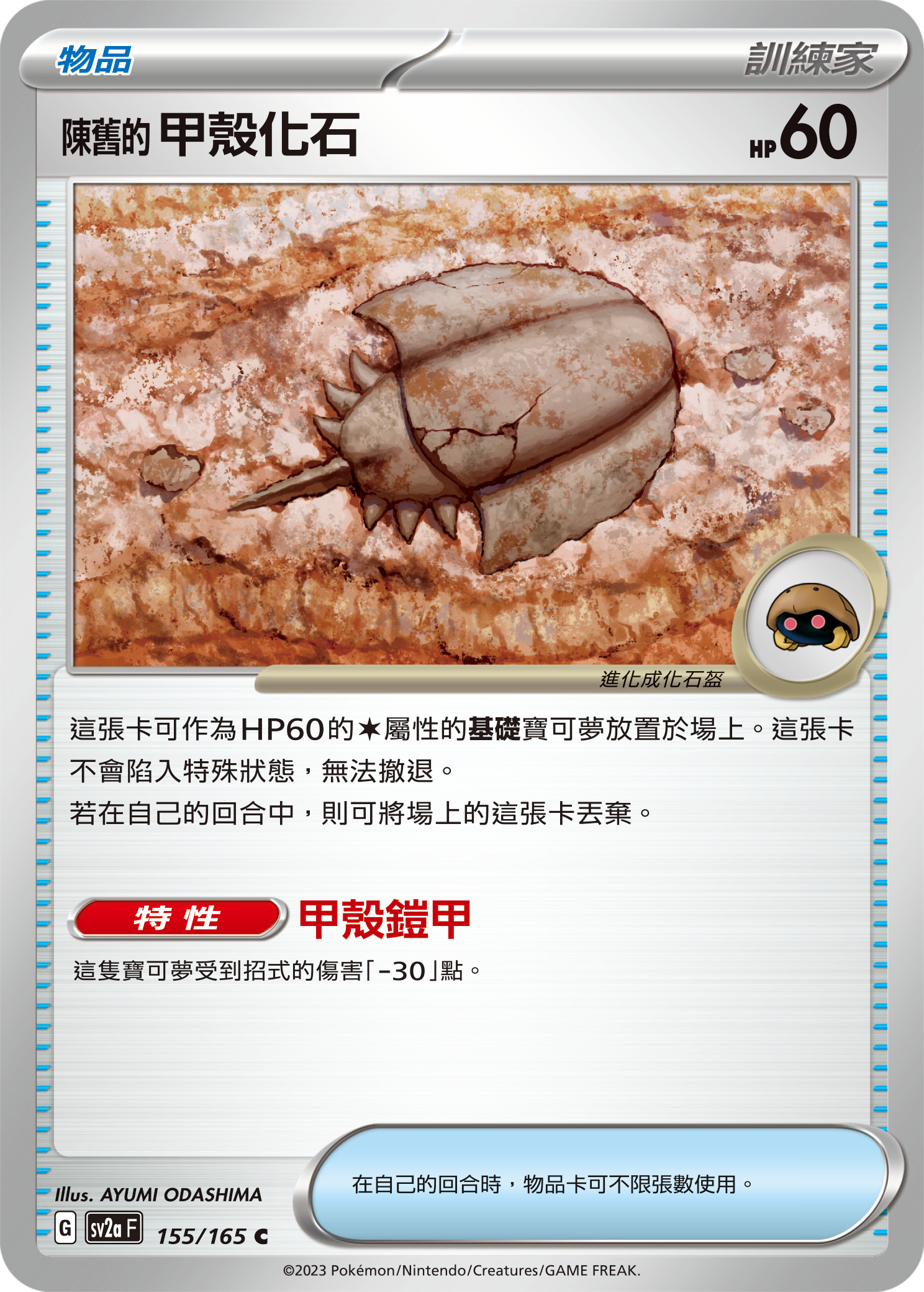 陈旧的甲壳化石